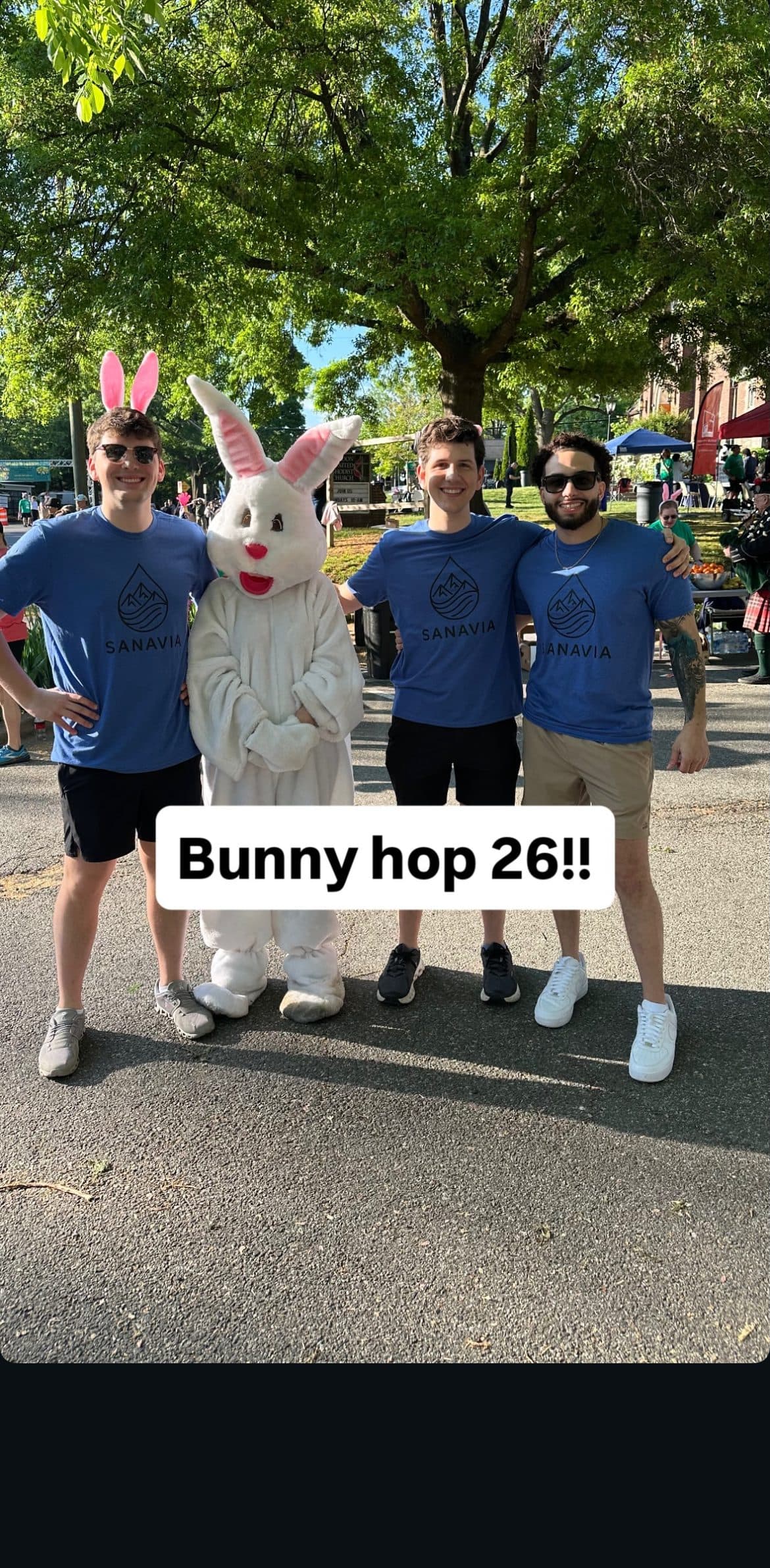The Sanavia team with the Easter Bunny at the Arlington Bunny Hop 2026